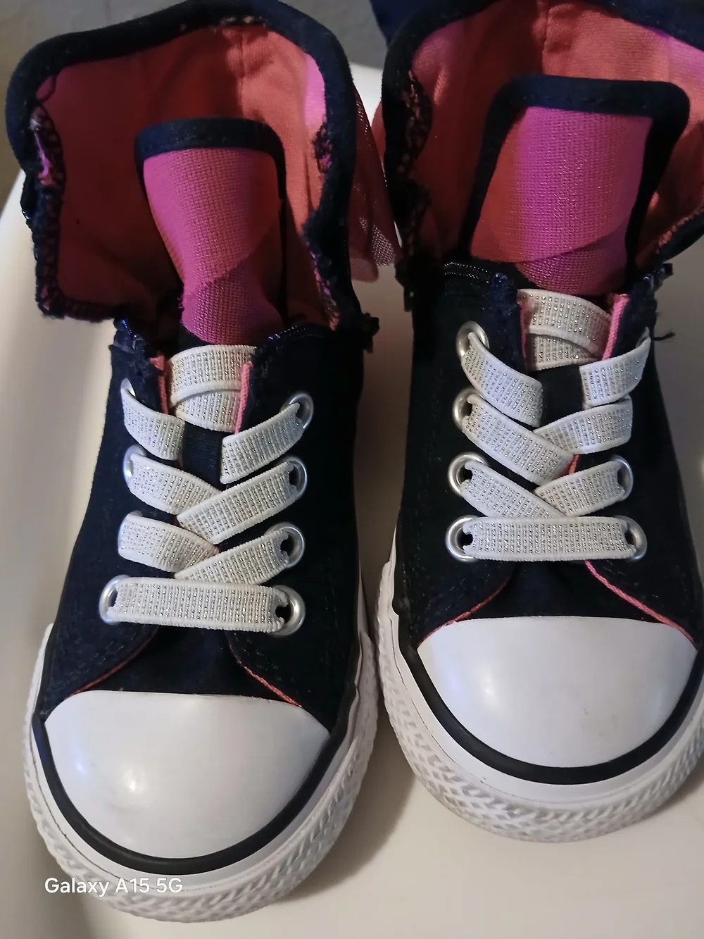 Converse Kids Black and Pink High-Top Sneakers